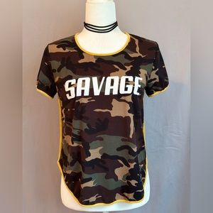 🐝 Queen Bees Camo Savage Logo Top (S)